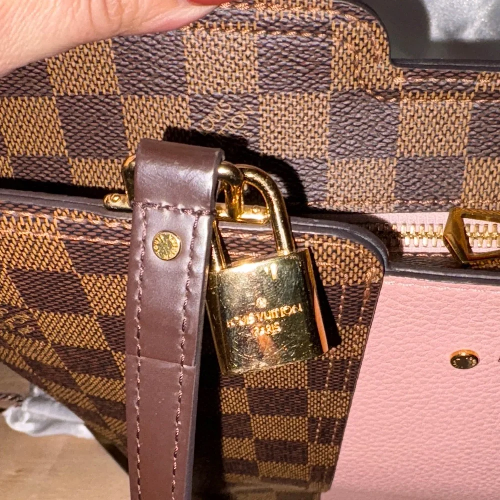 Louis Vuitton Jersey Brown Damier Tote with Pink - Picture 8 of 11